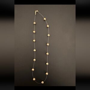 14k Yellow gold Ball invisible illusion floating station Pendant necklace qvc